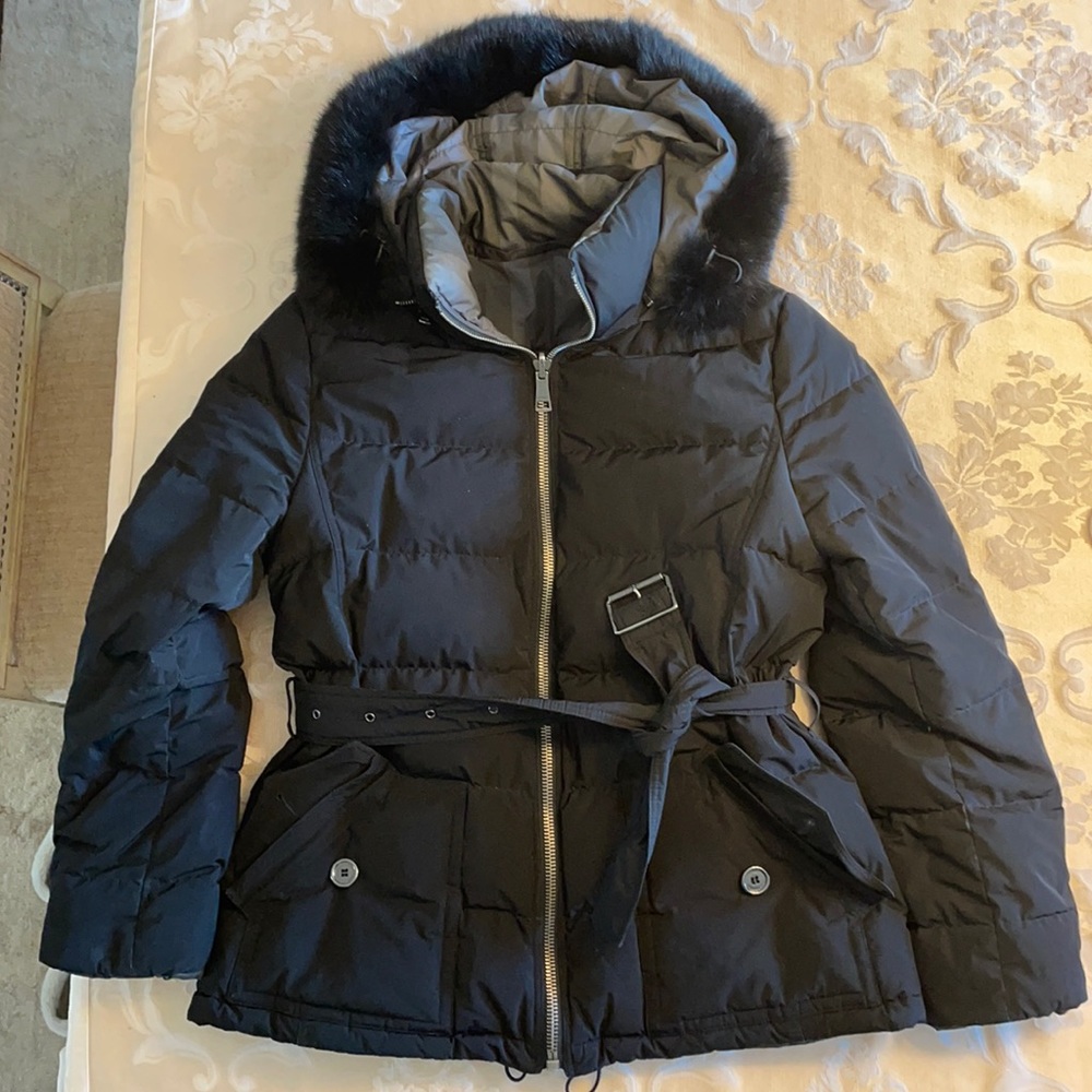 Women’s Burberry Brit reversible puffer jacket sz large black/grey